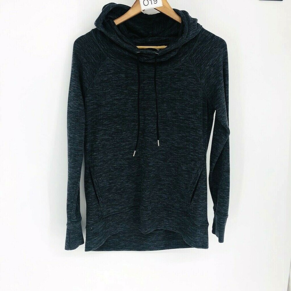Athleta Women's Solid Gray Cotton & Modal Long Sleeve Pullover Casual Hoodie S